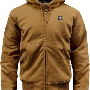 ActionWave Heated Work Jacket – Khaki, Heavy Duty w/ 3 Zone Heating System, Lg